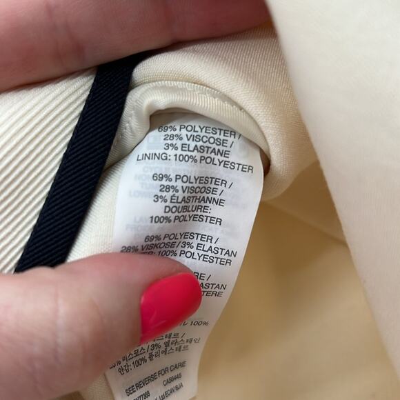 J. Crew Women's Tipped Twill Jacket Blazer - Cream/Navy - 4 - Picture 4 of 5